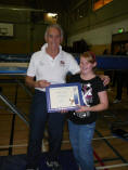 Annalie Collins receiving Jack Petchey from Jack Kelly
