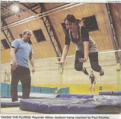 Reporter Alison Jackson being coached by Paul Kitchen
