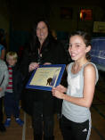 Kensie Sherlock receiving Jack Petchey from Tracy Osman